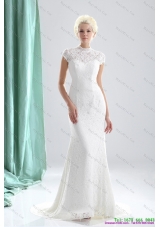 2015 Wonderful High Neck Wedding Dresses with Lace