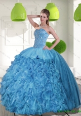 2015 Fashionable Sweetheart Quinceanera Dresses with Beading and Ruffles