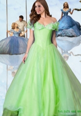 Spring Green New Style 2015 Fall Cinderella Quinceanera Dresses with Off The Shoulder
