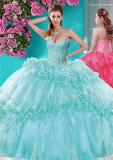 Exquisite Beaded and Pick Ups Quinceanera Gown with Really Puffy