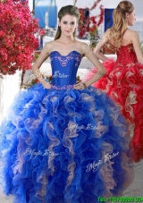 Elegant Applique and Ruffled Big Puffy Quinceanera Dress in Organza