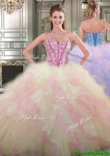 Lovely Big Puffy Tulle Quinceanera Dress with Beading and Ruffles