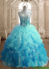 Popular Beaded Bodice and Ruffled Quinceanera Dress in Gradient Color