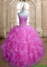 Cheap Lilac Big Puffy Quinceanera Dress with Beading and Ruffles