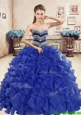 Popular Beaded and Ruffled Big Puffy Quinceanera Dress in Organza