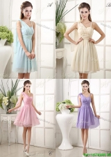 Discount Asymmetrical Neckline Knee-length Dama Dress in Chiffon