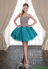 Best Selling Ball Gown Beaded Sweetheart Teal Prom Dress in Tulle