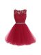 Gorgeous Burgundy Scoop Zipper Beading and Lace and Appliques Club Wear Sleeveless