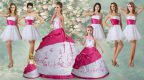 Glamorous White Ball Gowns Strapless Sleeveless Taffeta Floor Length Lace Up Embroidery and Pick Ups Vestidos de Quinceanera