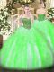 Ball Gowns Tulle Sweetheart Sleeveless Beading and Ruffles Floor Length Lace Up Sweet 16 Quinceanera Dress