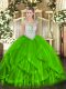 Lovely Scoop Sleeveless Tulle Sweet 16 Dresses Beading and Ruffles Zipper