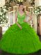 Sleeveless Zipper Floor Length Beading and Ruffles Quinceanera Dress