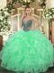 Organza Sleeveless Floor Length Quinceanera Gowns and Beading and Ruffles