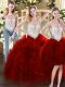 Fashionable Wine Red Zipper Sweet 16 Dress Beading and Ruffles Sleeveless Floor Length