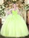 Custom Fit Yellow Green Spaghetti Straps Zipper Ruffles Sweet 16 Quinceanera Dress Sleeveless