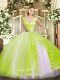 Floor Length Ball Gowns Sleeveless Yellow Green Sweet 16 Quinceanera Dress Zipper