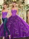 Edgy Sleeveless Beading and Ruffles Lace Up Quinceanera Dresses