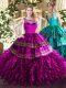 Scoop Sleeveless Organza and Taffeta Sweet 16 Quinceanera Dress Beading and Ruffles Zipper