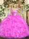 Customized Sleeveless Beading and Ruffles Zipper Vestidos de Quinceanera