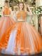 Glorious Orange Red Zipper Sweet 16 Dress Beading and Ruffles Sleeveless Floor Length