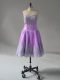 Lavender Lace Up Sweetheart Appliques and Embroidery Prom Dresses Tulle Sleeveless