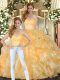 Sweetheart Sleeveless Lace Up Sweet 16 Dress Gold Organza