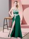 High Class Dark Green Sweetheart Sleeveless Chiffon Floor Length Zipper Lace and Appliques Formal Evening Gowns