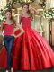 Red Sleeveless Floor Length Appliques Lace Up Sweet 16 Quinceanera Dress