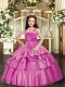 Taffeta Sleeveless Floor Length Kids Pageant Dress and Beading and Ruffled Layers