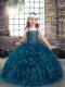 Sleeveless Beading and Ruffles Lace Up Girls Pageant Dresses