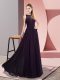 Chiffon Scoop Sleeveless Zipper Lace Prom Party Dress in Dark Purple