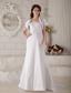 Modest A-line / Princess Strapless Court Train Satin Wedding Dress