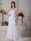 Elegant Column Strapless Court Train Chiffon Beading Wedding Dress