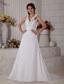 Brand New A-line V-neck Brush Train Taffeta Ruch Wedding Dress