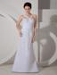 Unique Column V-neck Brush Train Chiffon Appliques Wedding Dress