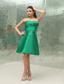 Ruched Strapless Knee-length A-Line Taffeta Bridesmaid Dress Green