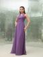 Empire Chiffon Purple V-neck Bridesmaid Dress Ruched Floor-length