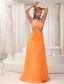 Sexy Orange Empire Prom / Evening Dress Beaded Decorate Bust Chiffon Custom Made