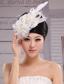 Hair Accessories For Brides Bud Silk Yarn Feather With Pearls and Beading Embellishment