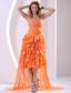 Orange Chiffon Sweetheart Beaded and Ruffled Layers Detachable High-low Prom / Homecoming Dress