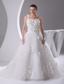 Appliques and Lace A-Line One Shoulder Court Train Wedding Dress