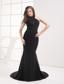 Halter Top Mermaid Beading Black Prom Dress