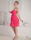 Hot Pink Empire Strapless Ruch and Sash Prom Dress Mini-length Chiffon