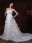 Bowknot Strapless Organza Court Train Ruffles Wedding Dress Court Train