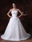 Rolling Flowers Strapless A-Line / Princess Modest Chapel Train 2013 Wedding Dress