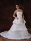 Rolling Flowers Luxurious Strapless A-Line / Princess Organza Chapel Train Wedding Dress