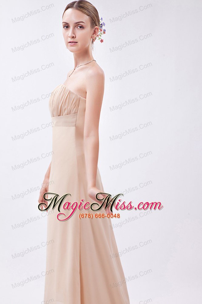 wholesale champagne empire strapless high-low chiffon ruch prom dress