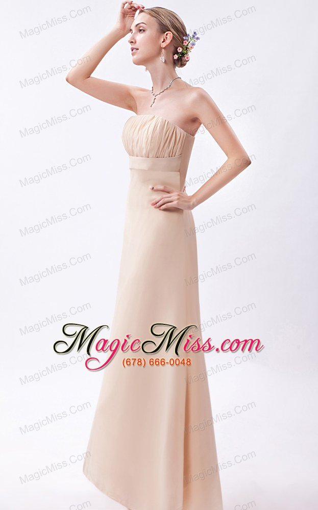 wholesale champagne empire strapless high-low chiffon ruch prom dress