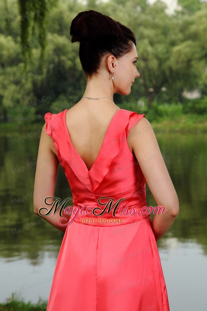 wholesale coral red empire v-neck knee-length taffeta beading prom / homecoming dress