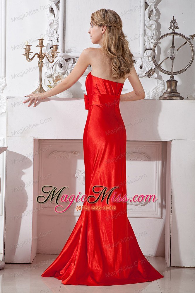 wholesale red column strapless floor-length ruch and beading taffeta prom dress